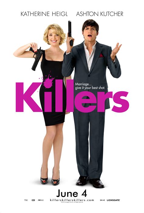 Killers (movie, 2010) Killers. When an elite assassin marries a beautiful computer whiz after a whirlwind romance, he gives up the gun and settles down with his new bride. 